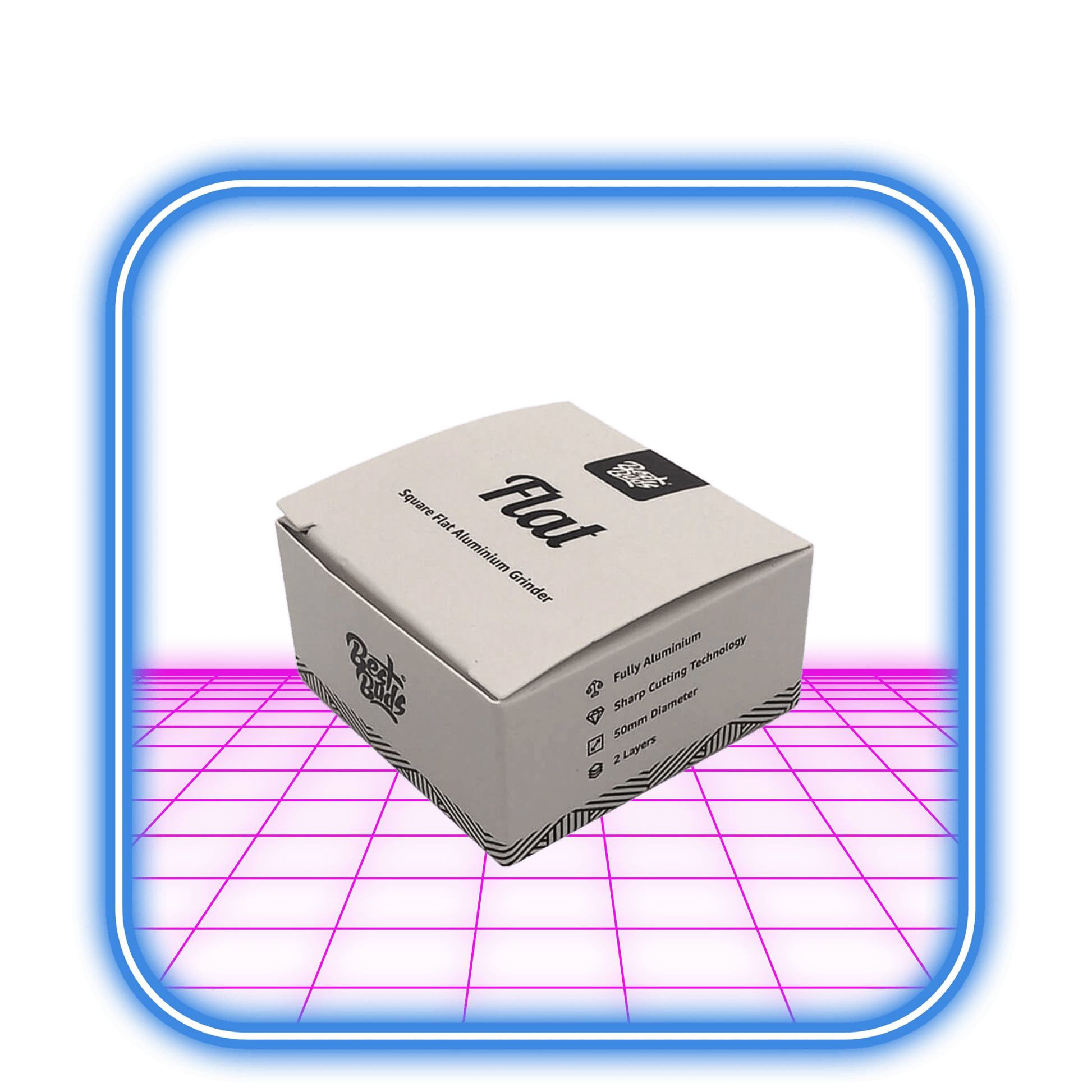 Best Buds | Flat Square Aluminimum Grinder 50mm - Onyx - HiMood.se - Best Buds