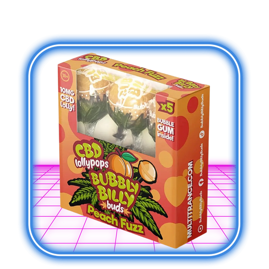 Bubbly Billy 10 mg CBD Peach Fuzz Lollies with Bubblegum Inside - Gift Box (5 Lollies)