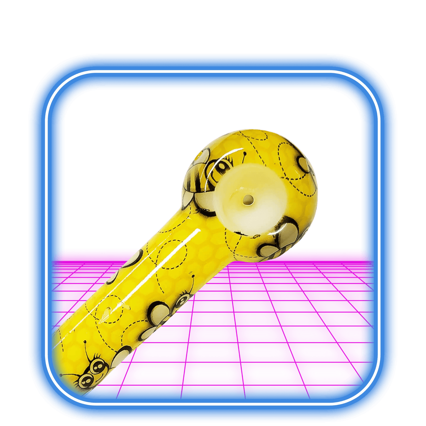 Glas Handpipa Yellow Bee 13cm - HiMood.se - Simply Green