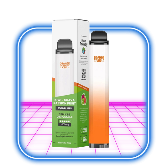 Orange County CBD Vape Kiwi Guava Passion Fruit 3500 Puff - 600 mg CBD, 400 mg CBG, 10ml