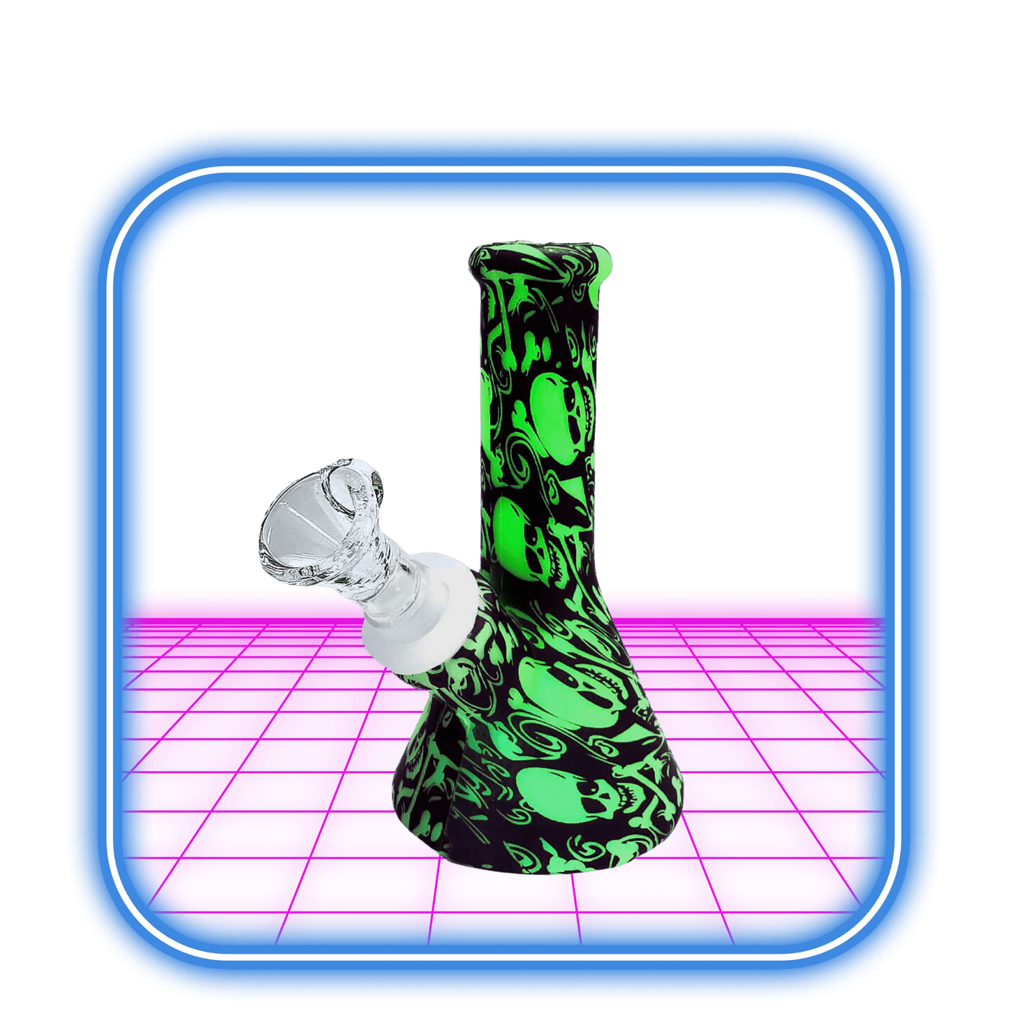 Silikon Bong Skulls Glow - In - The - Dark 13cm - HiMood.se - Simply Green