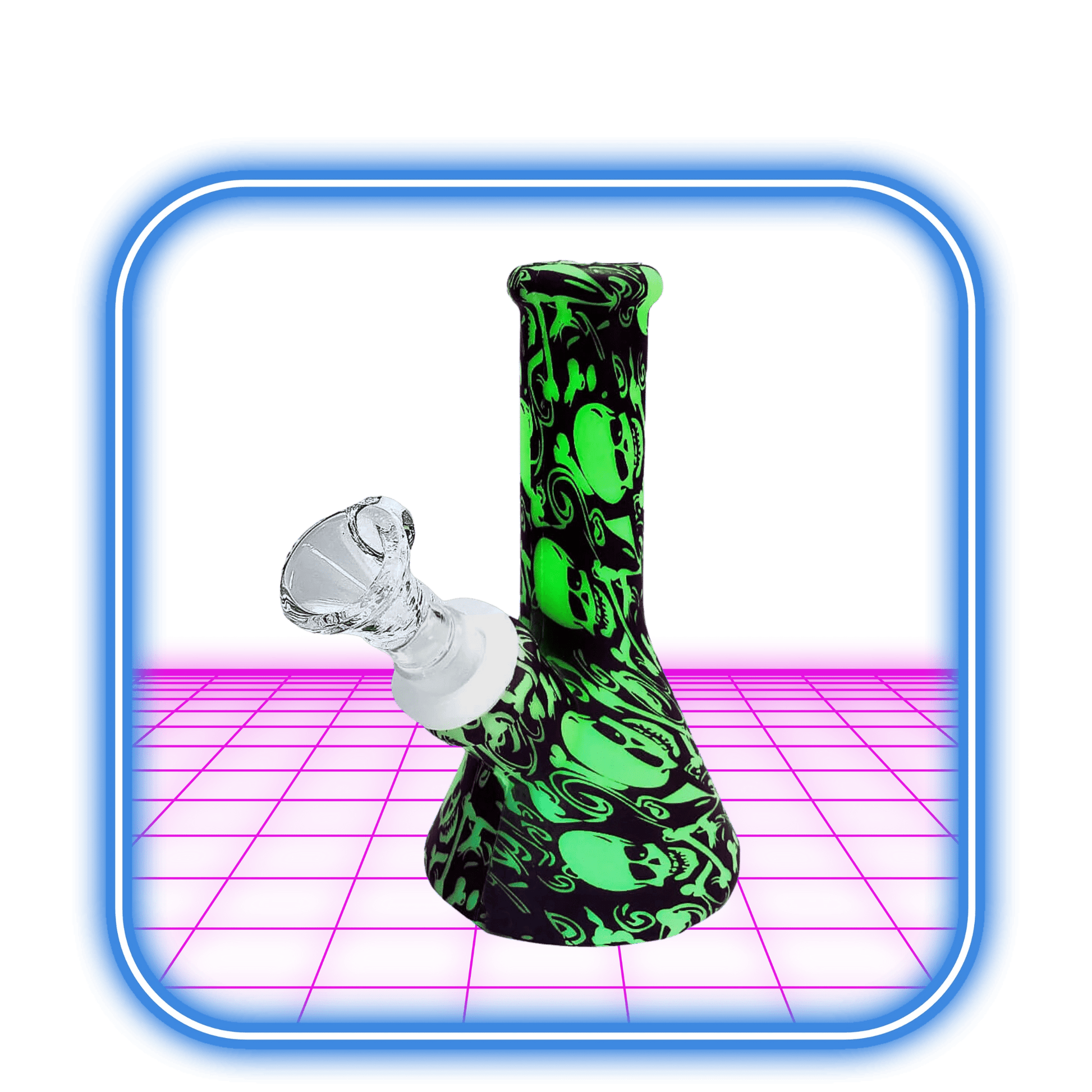 Silikon Bong Skulls Glow - In - The - Dark 13cm - HiMood.se - Simply Green