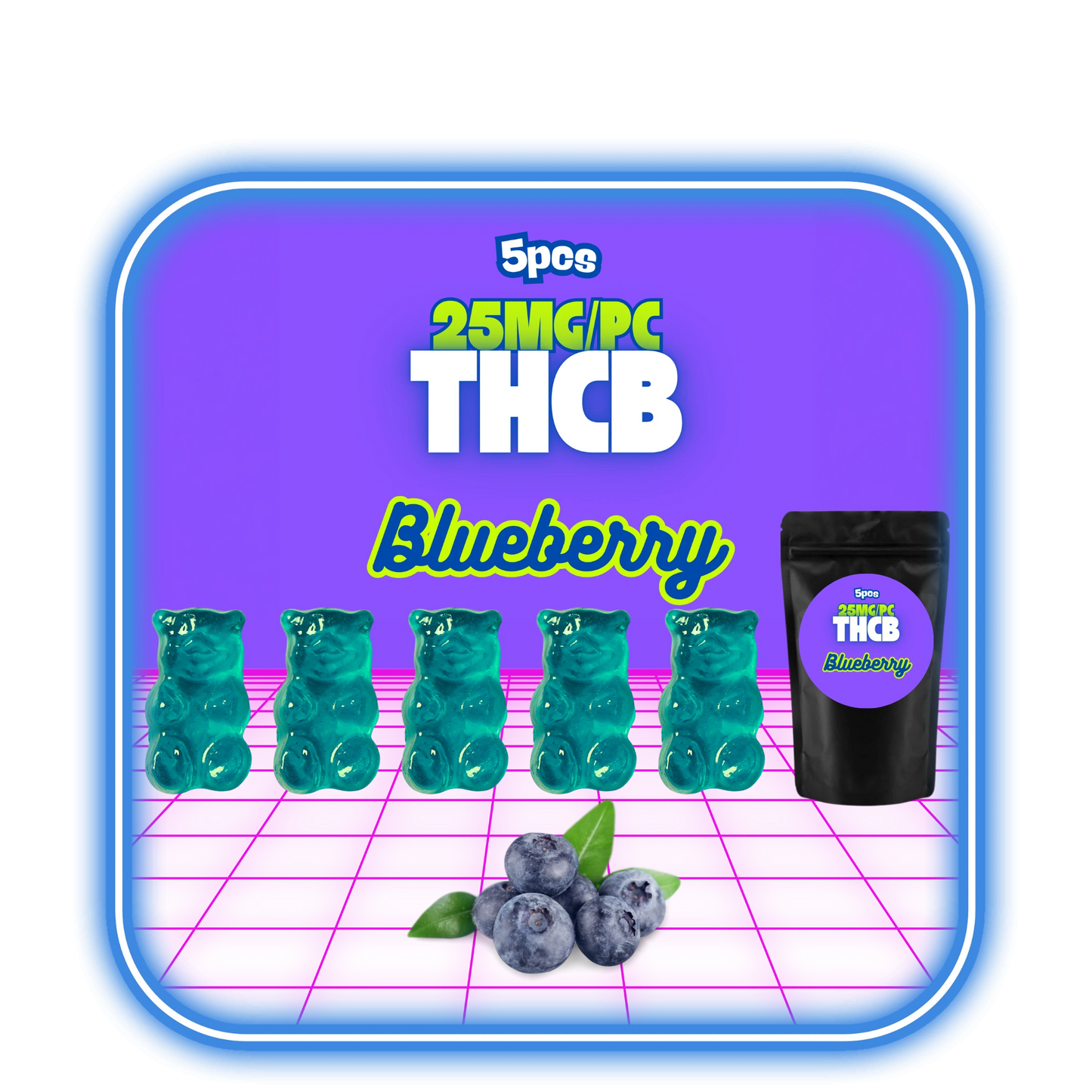 THCB Gummies Blueberry (5-pack) 25mg/st - Tårtdekoration