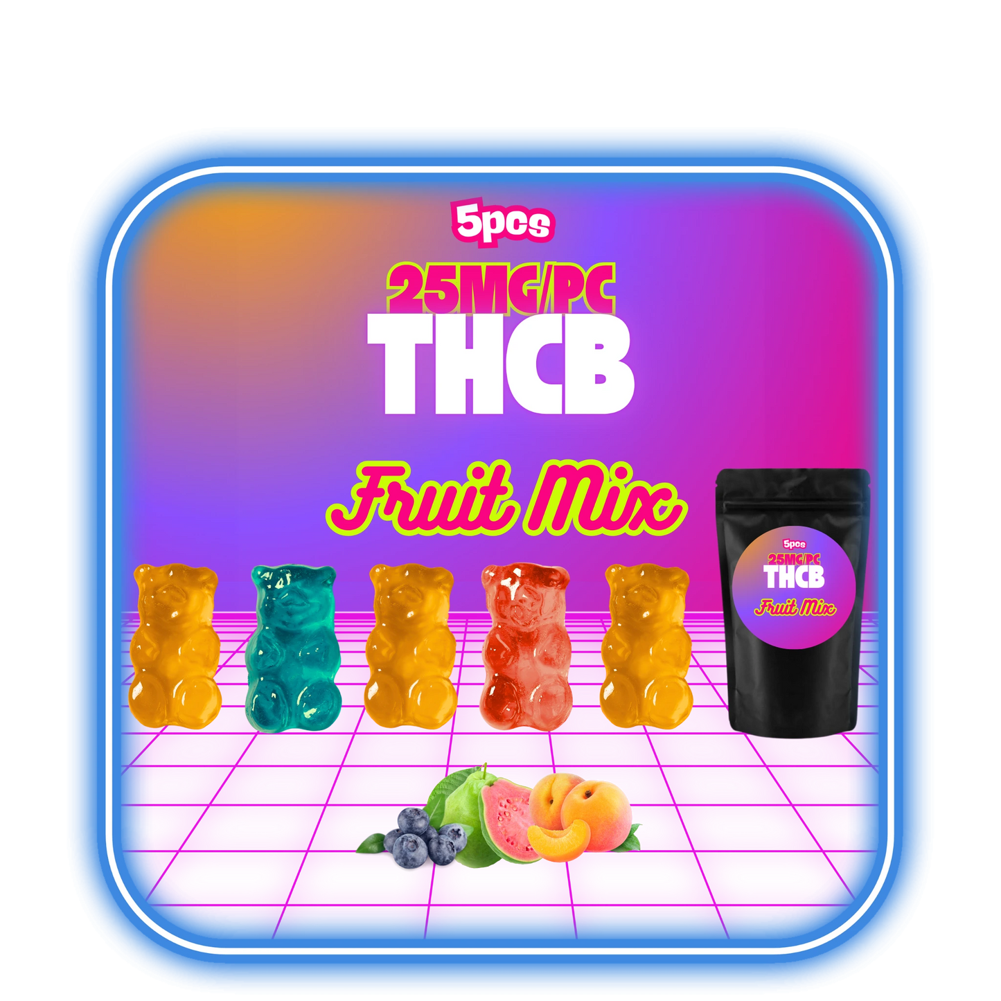 THCB Gummies Fruit Mix (5-pack) 25mg/st - Tårtdekoration